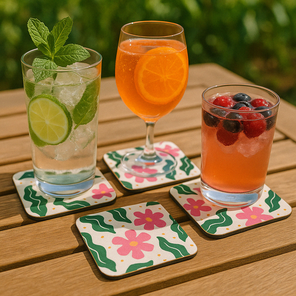 Wavy Spring Flowers Coasters