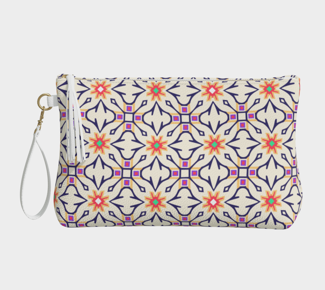 Beige Boho Vegan Leather Makeup Bag