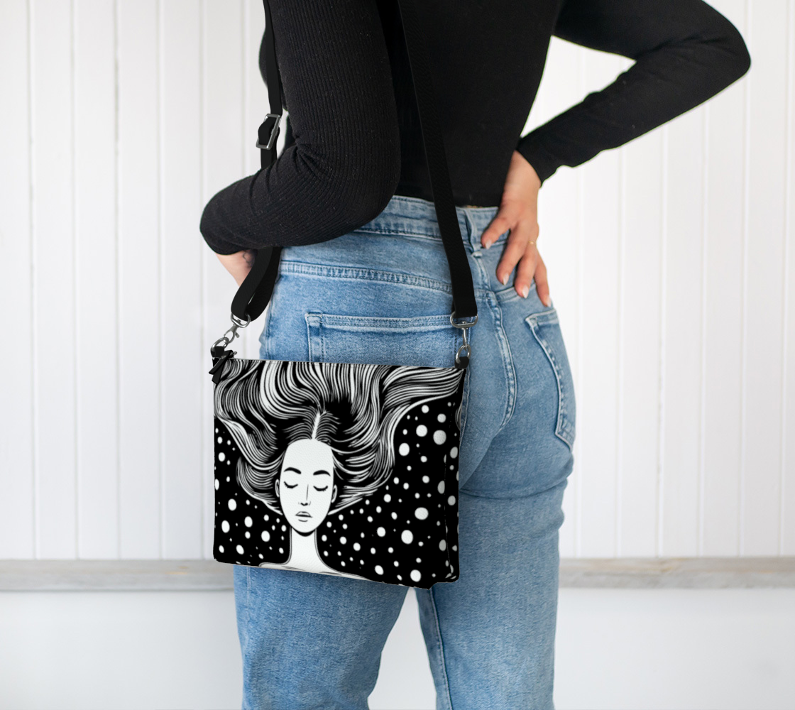 Black & White Cosmic Dream Vegan Leather Crossbody Purse