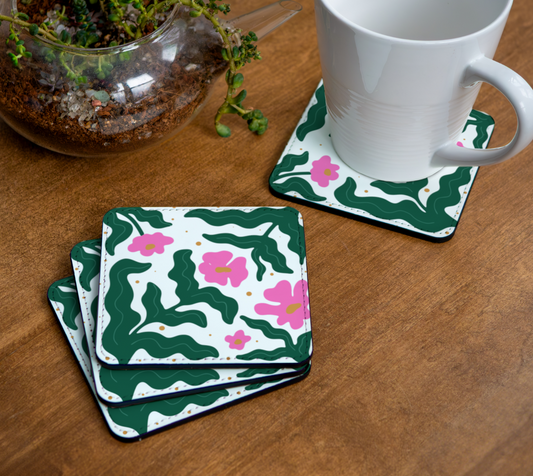 Wavy Spring Flowers Coasters
