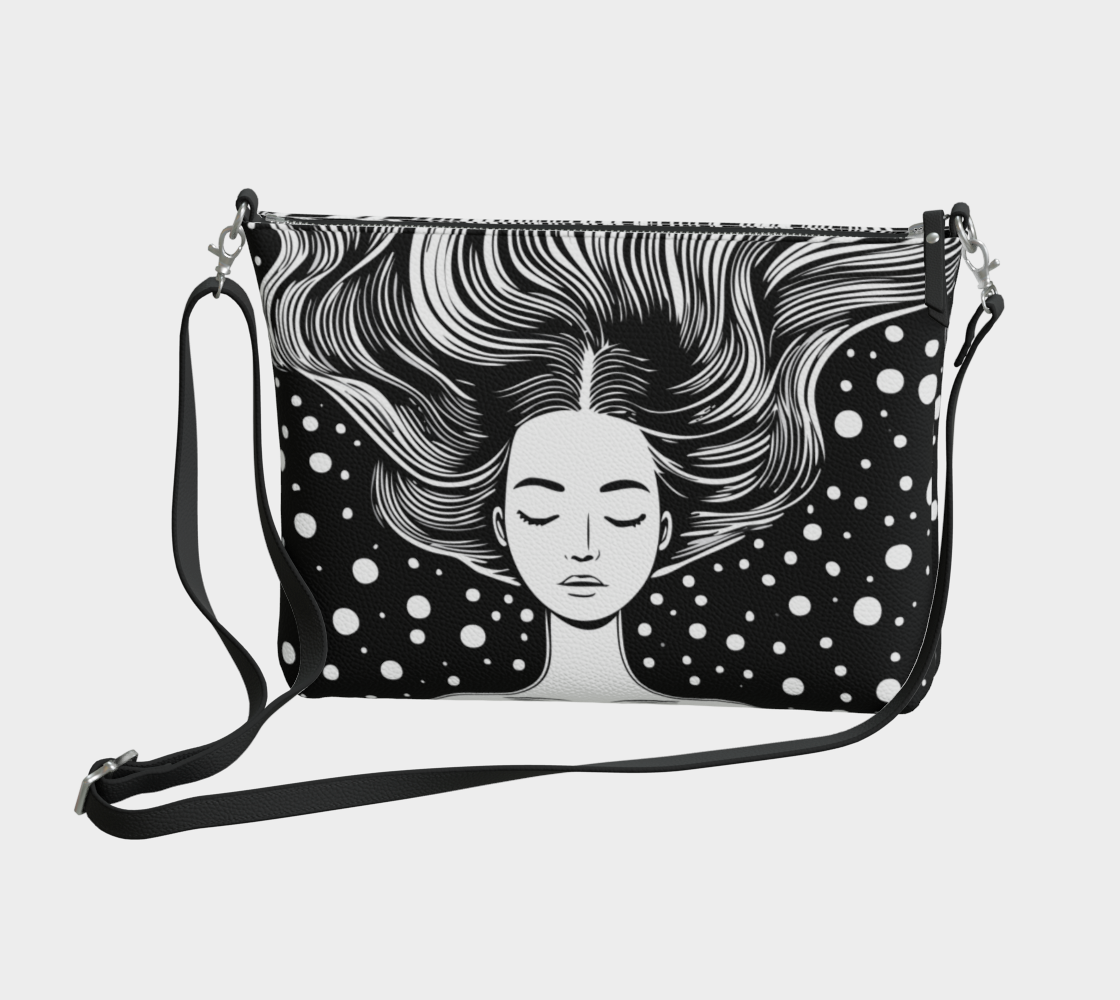 Black & White Cosmic Dream Vegan Leather Crossbody Purse