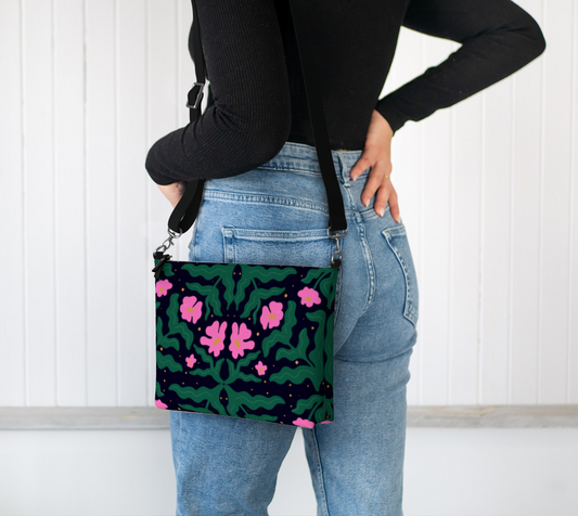 Wavy Spring Flowers Vegan Leather Bag