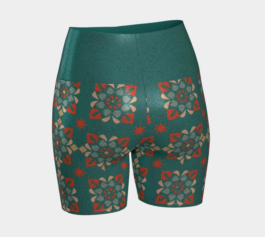 Shiny Peacock Blue Yoga Short
