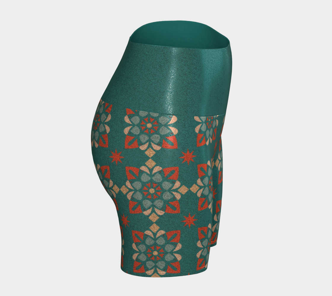 Shiny Peacock Blue Yoga Short