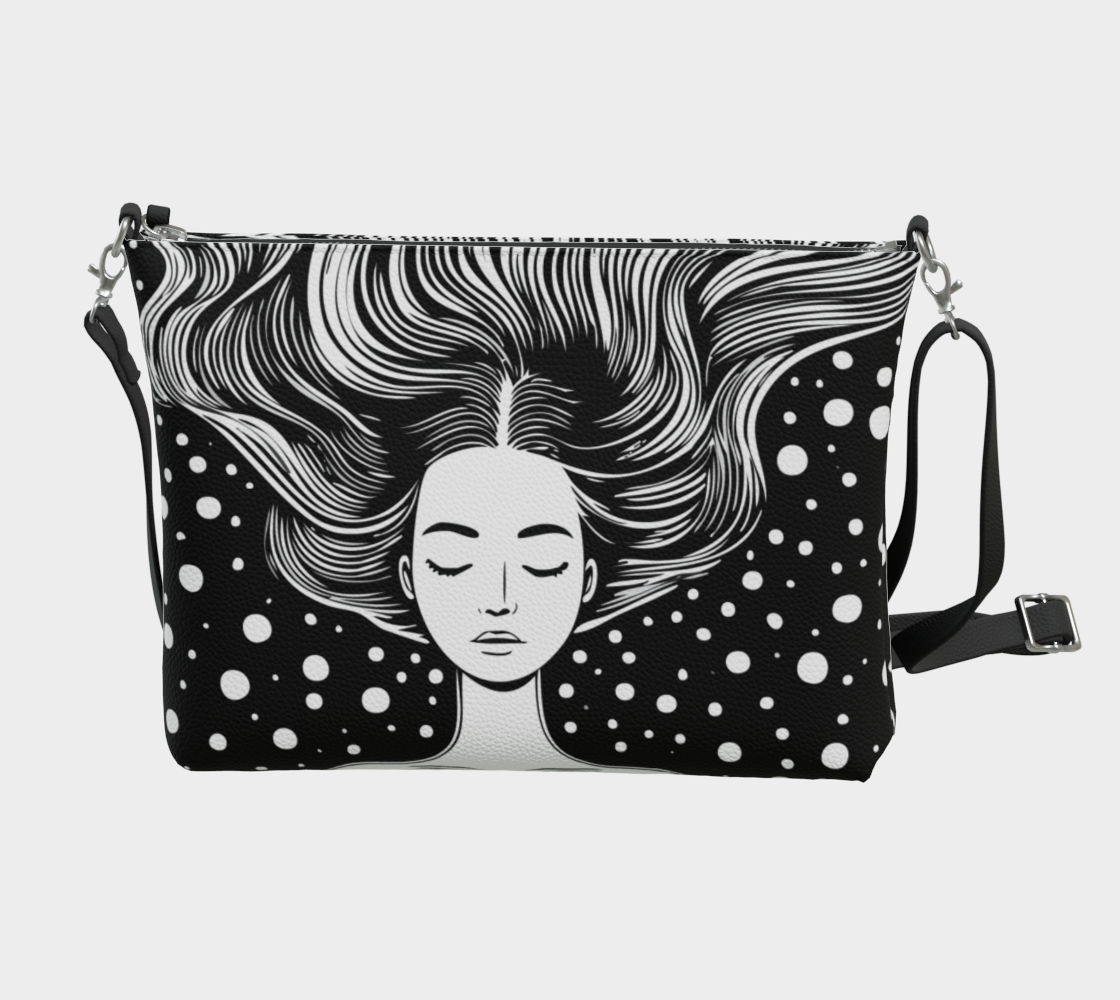 Black & White Cosmic Dream Vegan Leather Crossbody Purse