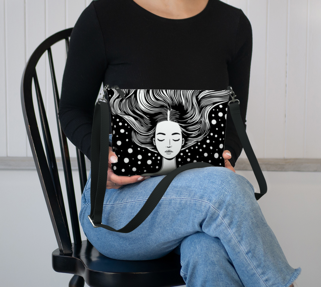 Black & White Cosmic Dream Vegan Leather Crossbody Purse