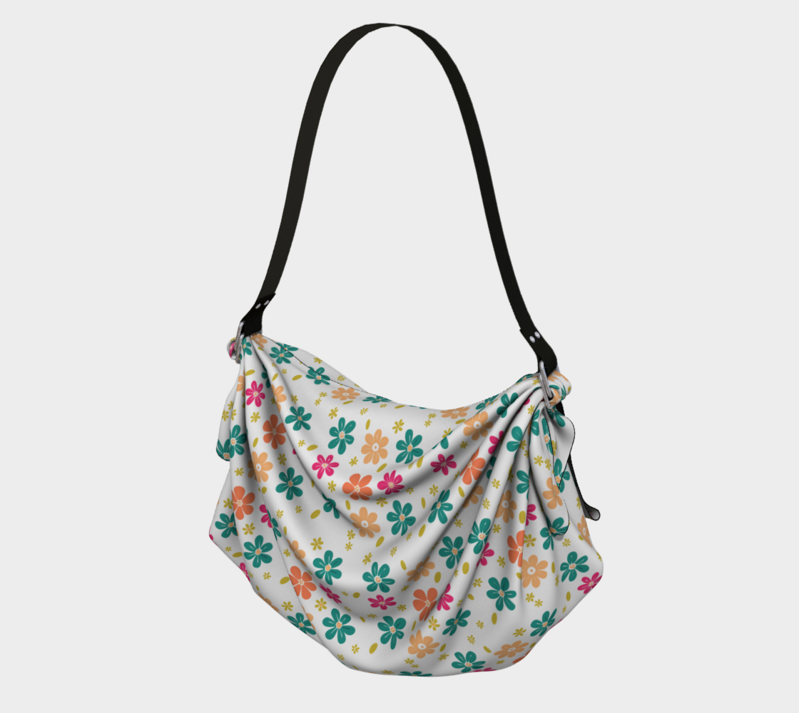 Spring Flowers Origami Tote Bag White